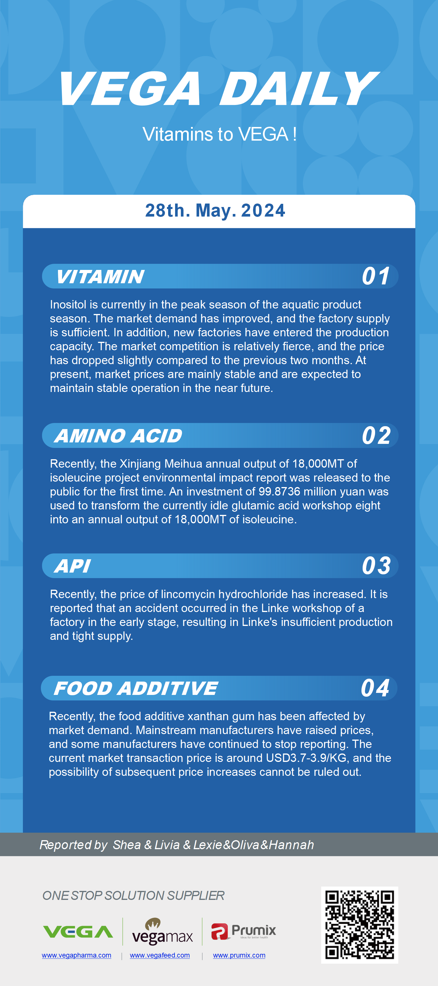 Vega Daily Dated on May 28th 2024 Vitamin Amino Acid APl Food Additives.png